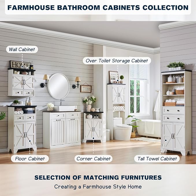 ACCOHOHO Over The Toilet Storage Cabinet, Farmhouse Bathroom Cabinet - Image 7