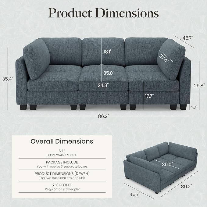 Belffin 86.2" Sectional Sleeper Sofa Bed - Image 2
