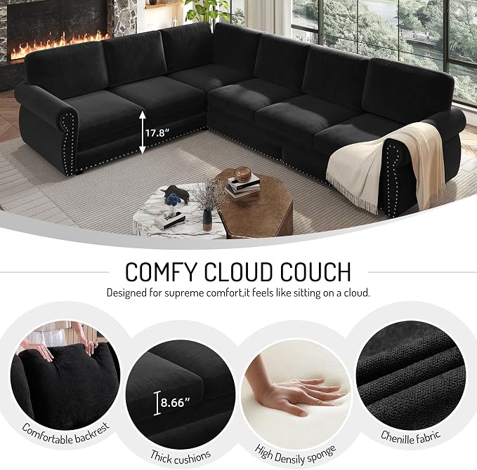 118" L-Shaped Sleeper Couch Bed - Image 5