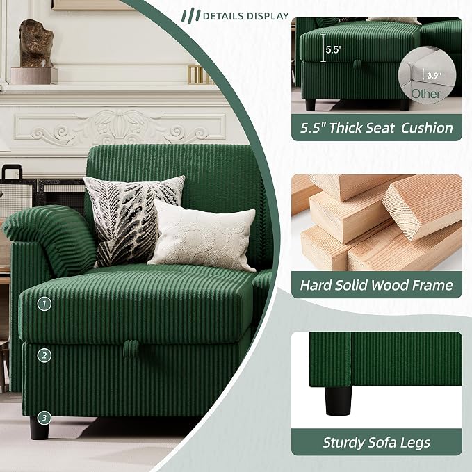 Vongrasig 79" Convertible Sectional Couch Sofa - Image 4