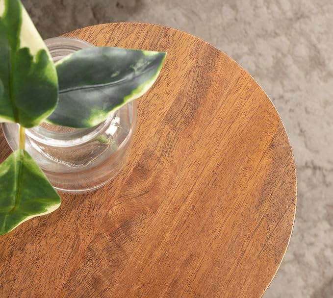Kate and Laurel Dahl Wooden Round Drink Table; 8 x 23; Walnut Brown; - Image 6