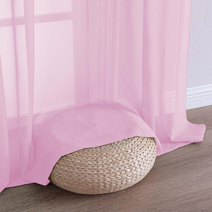 OVZME Sheer Light Pink Curtains 108 Inches Long 2 Panels Set, 59 Inch Extra - Image 5