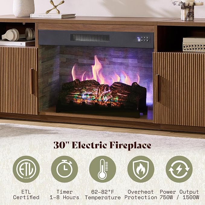 AMERLIFE 70" Fluted Fireplace TV Stand - Image 4