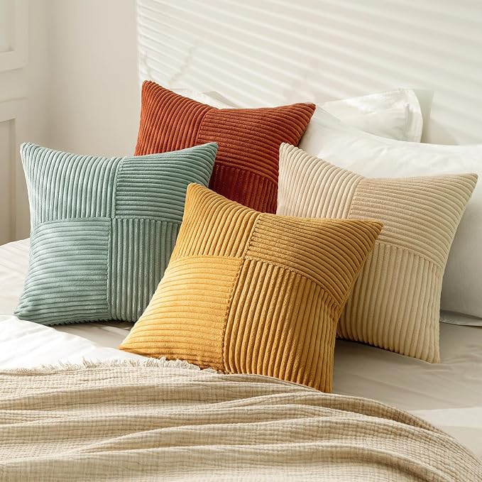 MIULEE Teal Orange Decorative Throw Pillow Covers 18x18 Inch Set of 4 Boho - Image 4