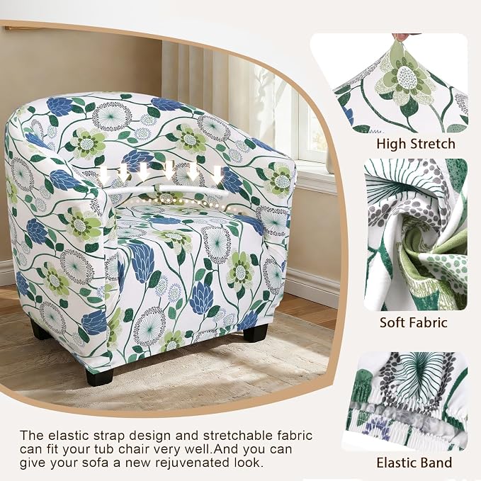 SearchI Club Chair Slipcover Stretch Barrel Chair Covers Printed Tub Chair - Image 3