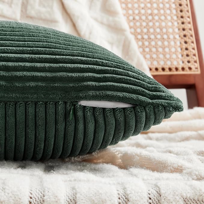 Fancy Homi Set of 2 Dark Green Lumbar Decorative Throw Pillow Covers 14x22 Inch - Image 3