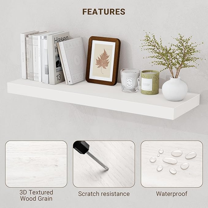 Acovy 48 Inch Floating Shelves, Wooden Shelves - Image 5