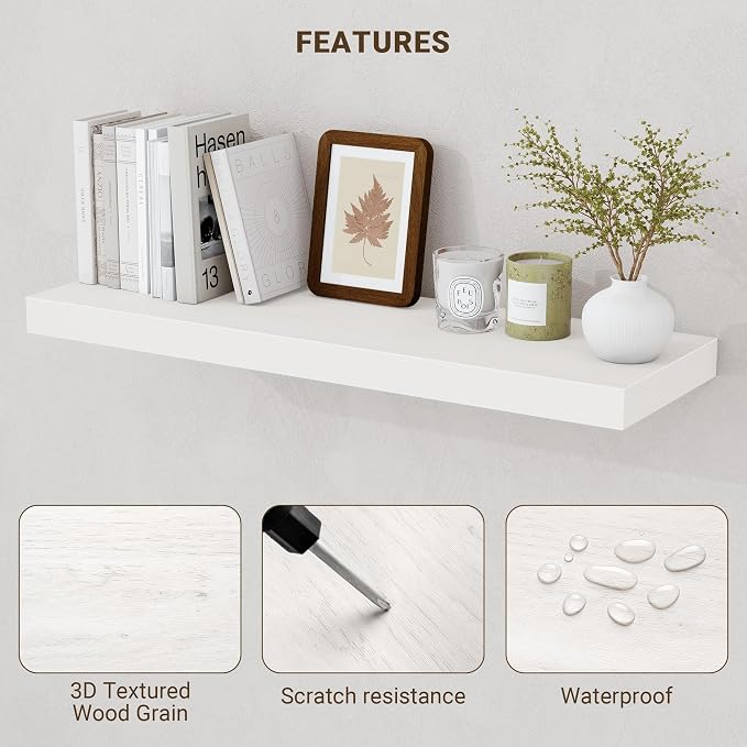 Acovy 55 Inch Floating Shelves, Wooden Shelves - Image 5