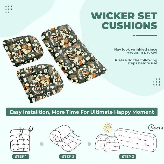 DANGHOOGY Wicker Chair Cushions, Waterproof Outdoor Loveseat Cushions - Image 6
