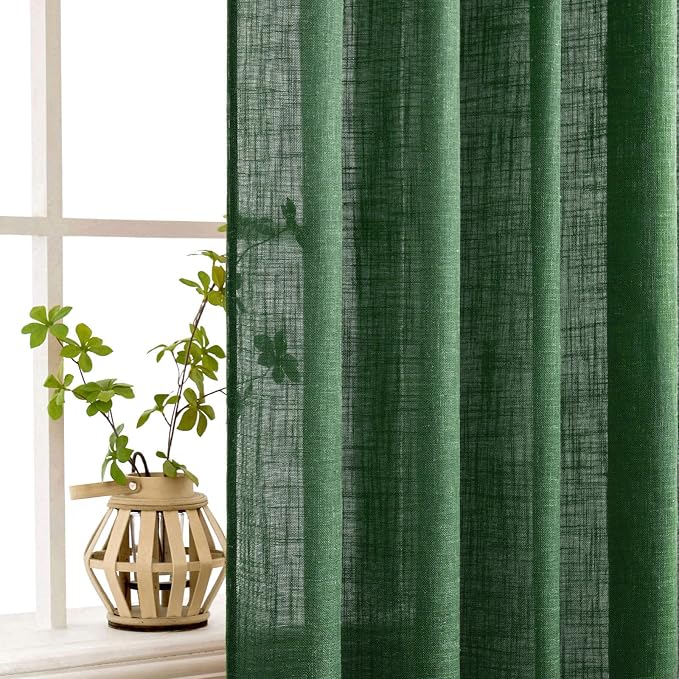 MIULEE Emerald Green Linen Curtains 84 Inch Length - Image 5
