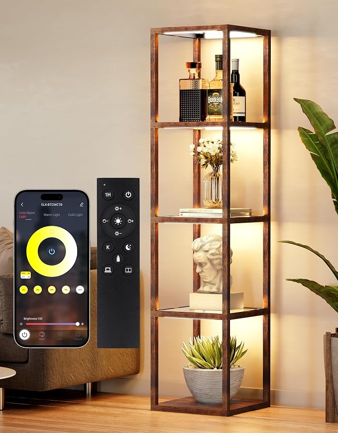 PARTPHONER Floor Lamp Glass Display Shelf by PARTPHONER