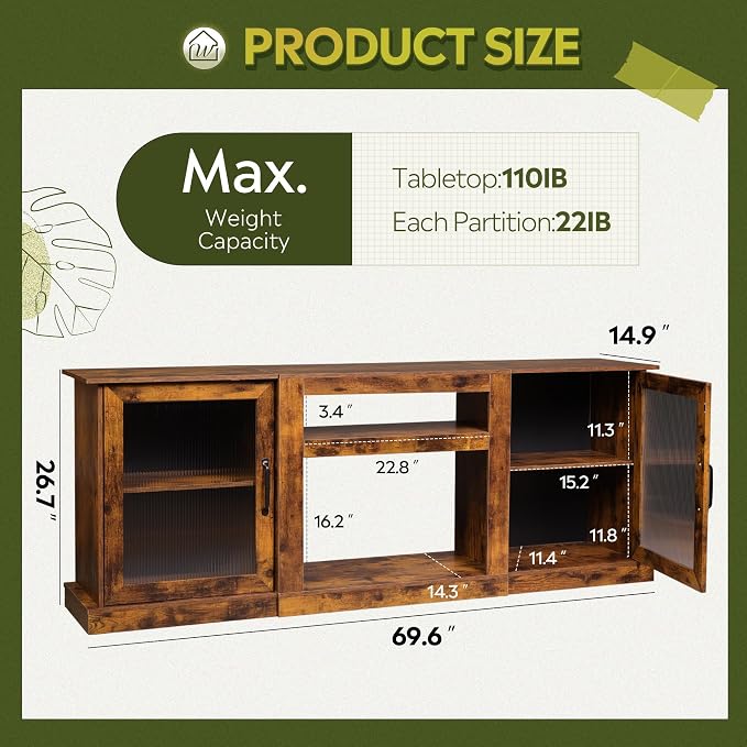 WLIVE Farmhouse TV Stand for 75 inch TV, Entertainment Center - Image 2
