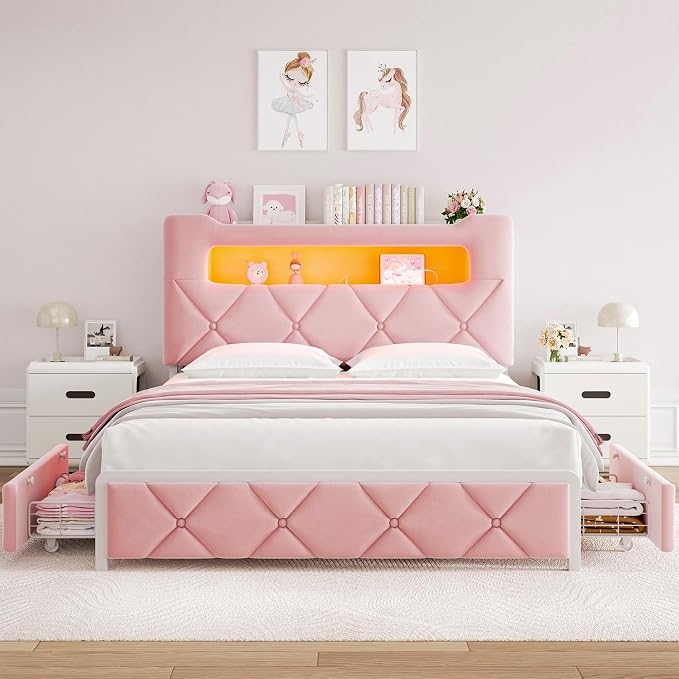 Full Upholstered LED Bed Frame - Image 8