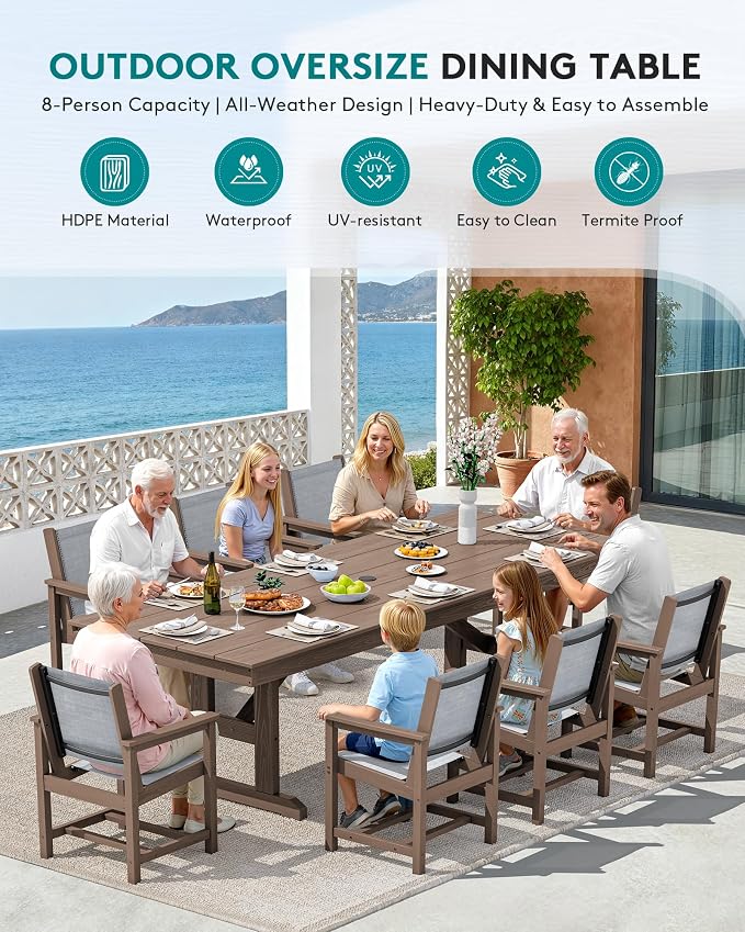 SERWALL 9 Piece Outdoor Dining Set - Image 7