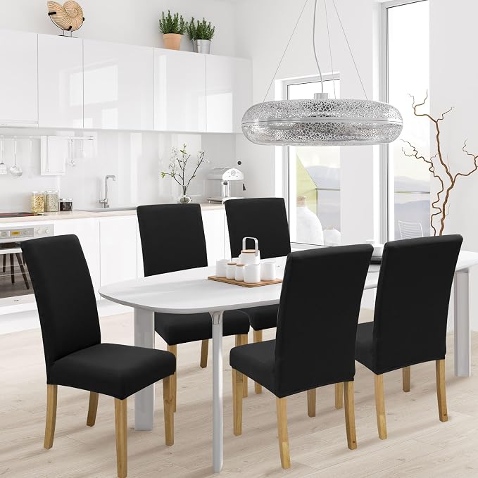 BIETYONE Stretch Dining Chair Covers Set of 6, Soft Removable Washable Kitchen - Image 2