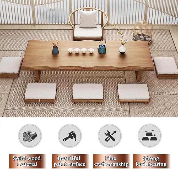 Solid Wood Japanese Low Floor Table Meditation Floor Sitting Altar Table - Image 3