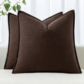 MIULEE Decorative Linen Euro Sham Pillow Covers 24x24 Dark Brown Boho Farmhouse by MIULEE