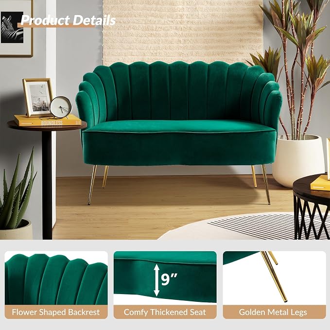 HULALA HOME Velvet Loveseat Sofa - Image 4