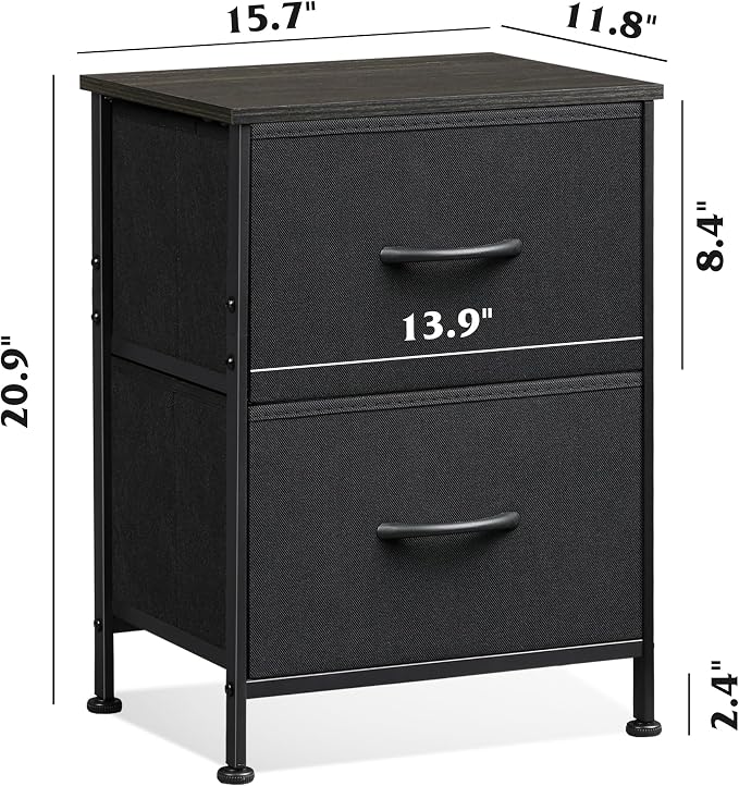 WLIVE Black Night Stand, Small Dresser - Image 3