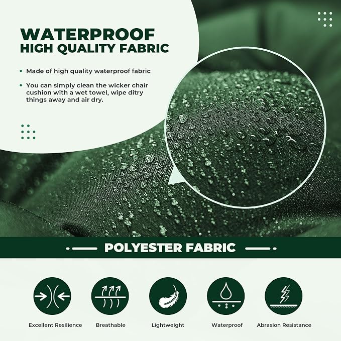 DANGHOOGY Wicker Chair Cushions, Waterproof Outdoor Loveseat Cushions - Image 4