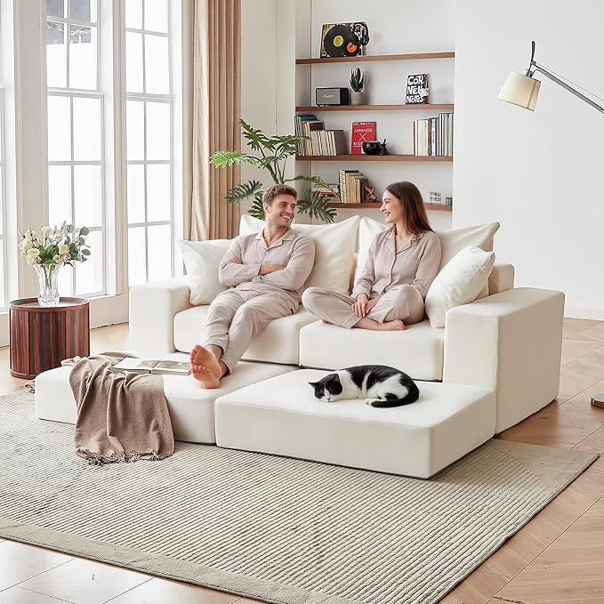 Modular Sectional Loveaeat Cloud Sofa, Boneless Couch - Image 2