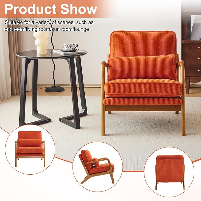 Karl home Mid-Century Modern Accent Chair, Living Room Chairs - Image 5