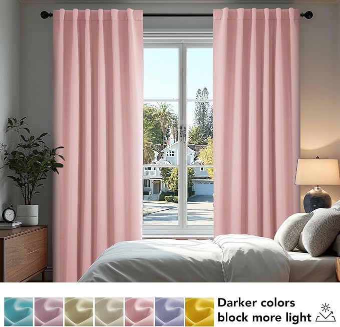 Deconovo Blackout Curtains, Thermal Insulated, W52 x L45 2 Panels, Back Tab - Image 4