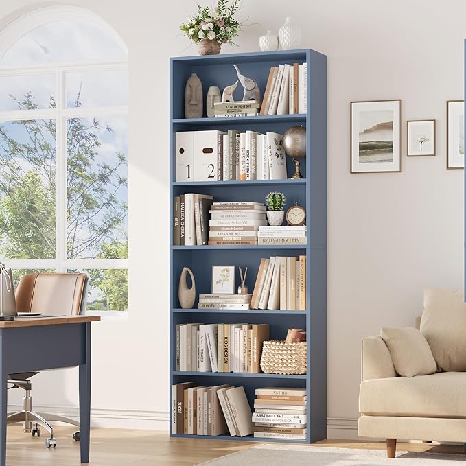FOTOSOK 6-Tier Open Bookcase and Bookshelf, Freestanding Display Storage - Image 2