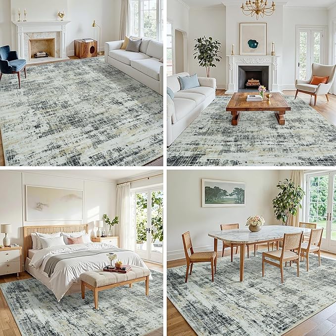 5x7 Area Rugs for Living Room Washable Rug: Anti-Skid Abstract Modern Living - Image 3
