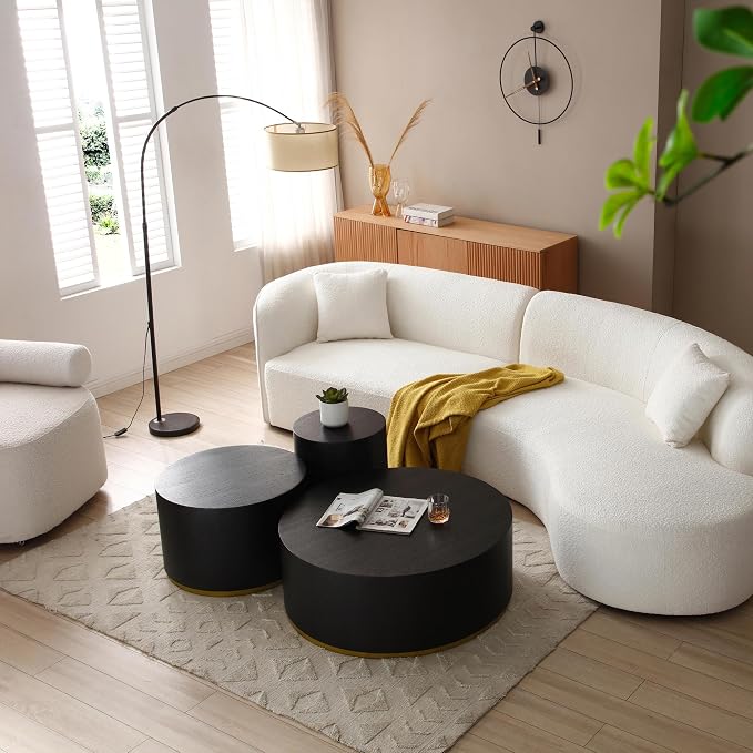 SSLine Classic Drum-Shape Living Room Table Contemporary Round Coffee Table End - Image 5