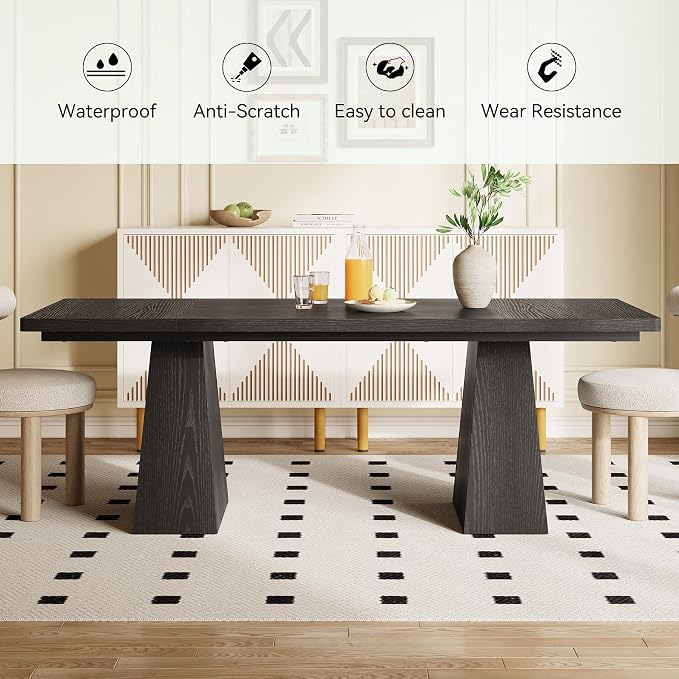 LITTLE TREE Dining Table for 4-6 People, Wooden Table, Rectangle Furniture - Image 7