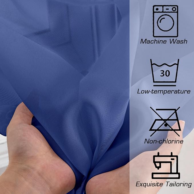 Simplebrand Royal Blue Sheer Curtains 63 Inch Length 2 Panels, Rod Pocket Solid - Image 7