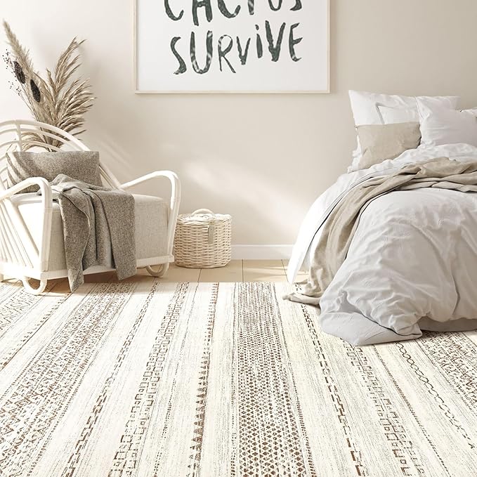 Nakagishi 5x8 Area Rug Living Room: Washable Boho Large Neutral Modern Soft - Image 6