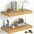 Fun Memories 12 Inch Deep Oak Floating Shelf, 24 x 12 Rustic Wood Wall Shelf by FunMemories