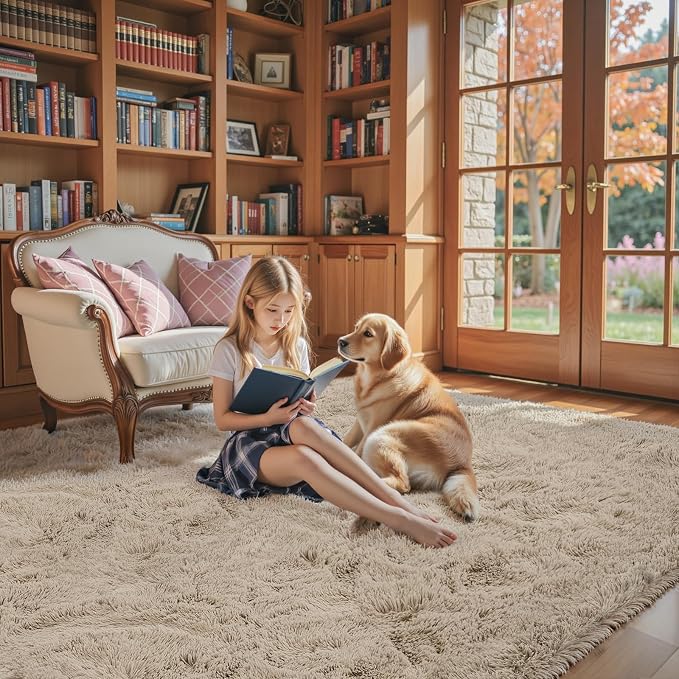 Area Rugs 9x12 Living Room, Shaggy Carpet Soft Plush Furry Bedside Rug Large - Image 6
