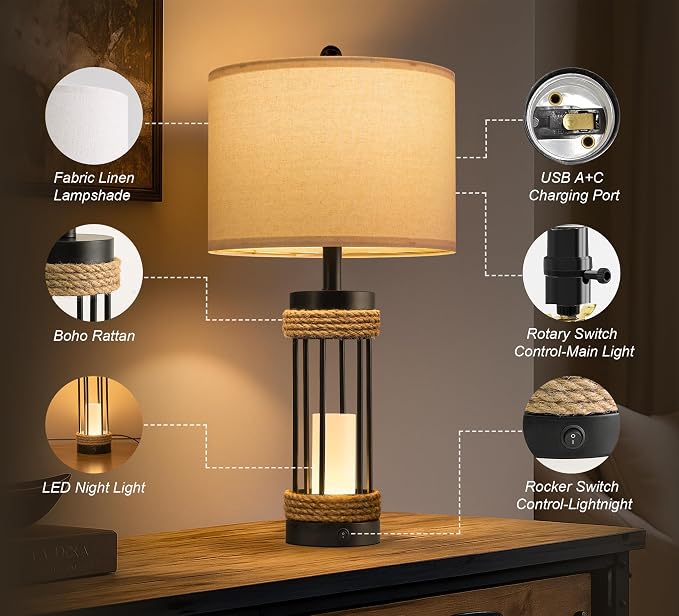 OYEARS 25" Table Lamps Set of 2 - Image 5