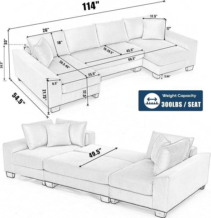 114" Sectional Couches with Pull Out Bed - Image 3