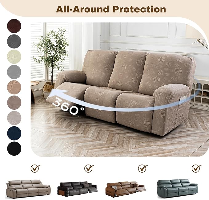 Gennia Recliner Sofa Covers 5 Pieces, Waterproof Sectional Couch Cover Stretch - Image 6