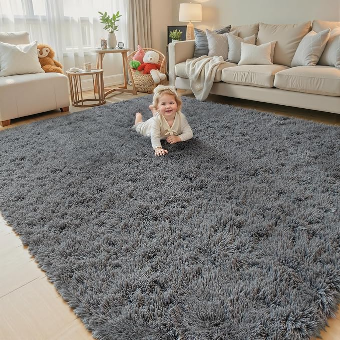 Rugs for Living Room 5x8, Alfombras para Salas Shag Large Plush Soft Area Rug by Junhejiamei