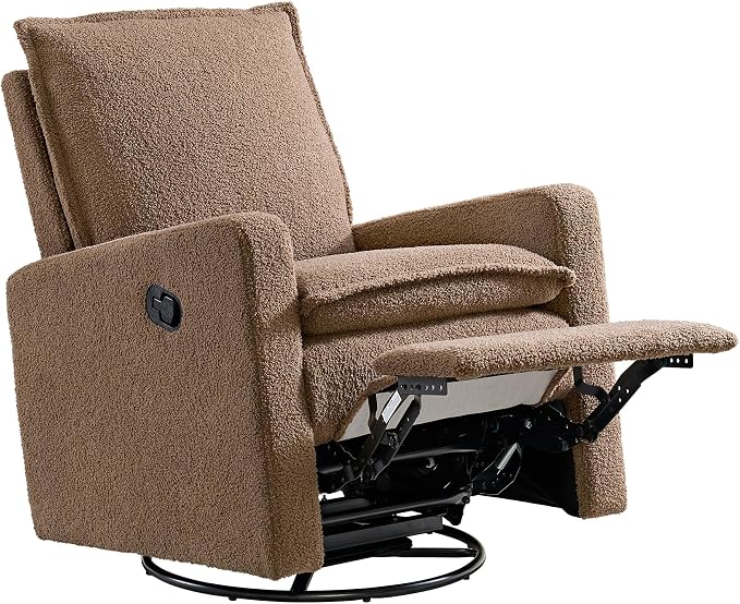 Oxford Baby Uptown Upholstered Glider Recliner Rocking Chair 360° Swivel - Image 4