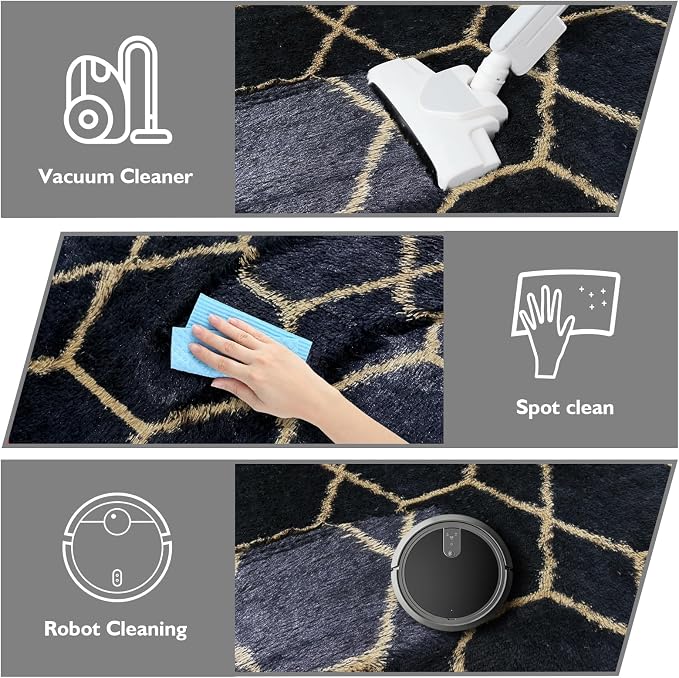Shag Area Rug for Bedroom 4x6, Fluffy Area Rugs for Living Room, Geometric Soft - Image 4