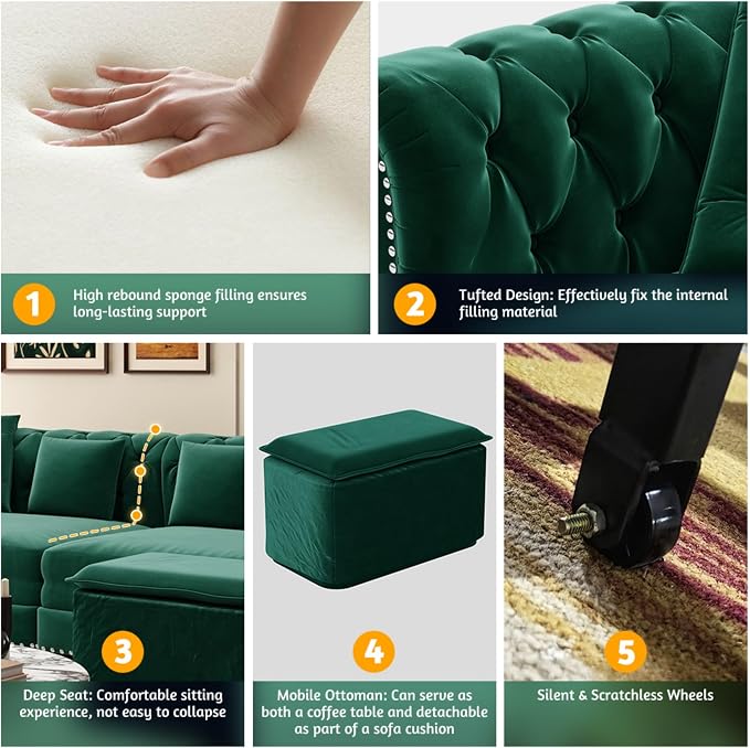 89" Velvet Pull Out Couch Bed - Image 4