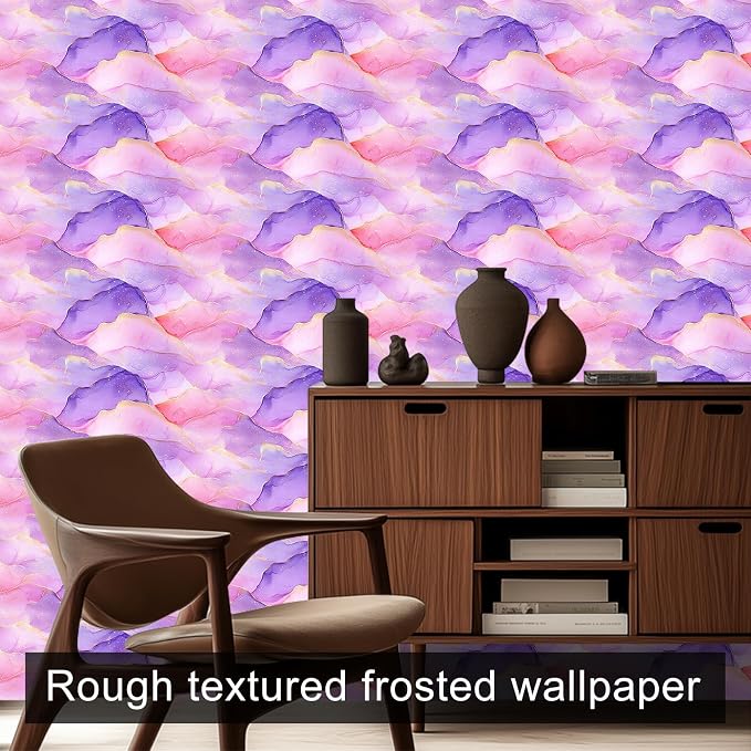 HOMETITUTE Pastel Watercolor Wallpaper Peel and Stick Purple Pink Gradient - Image 3