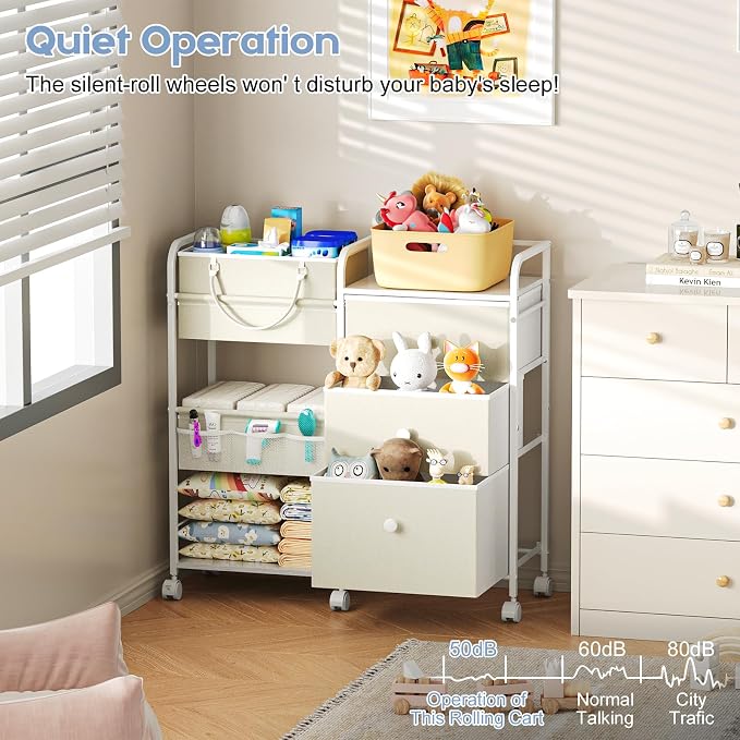 Cidaziya 2In1 Baby Diaper Caddy Organizers and Storage, 3 Tier Rolling Cart - Image 6