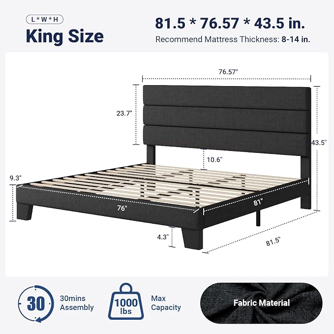 Allewie King Bed Frame Platform Bed - Image 2