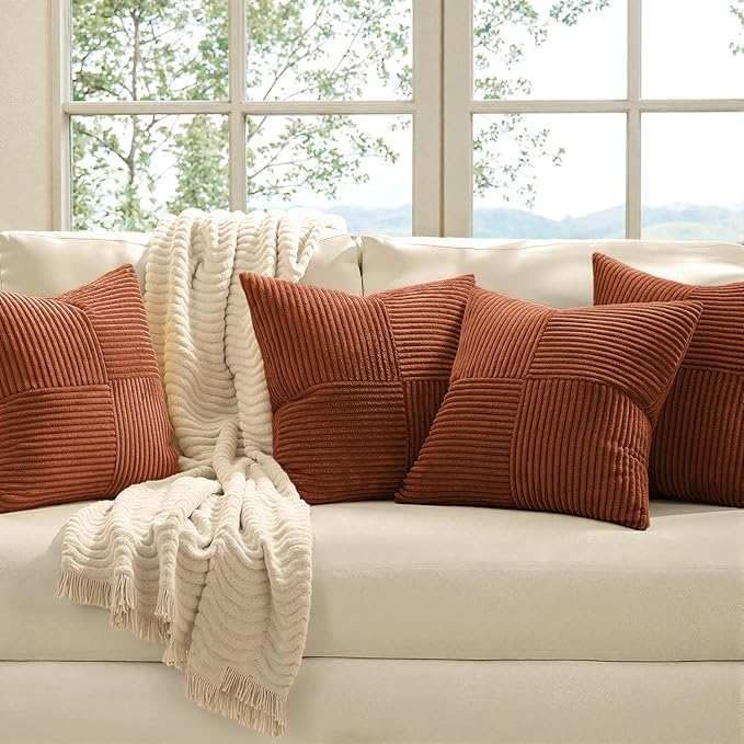 MIULEE Boho Farmhouse Rust Decorative Throw Pillow Covers 20x20 Inch 4 Packs - Image 2