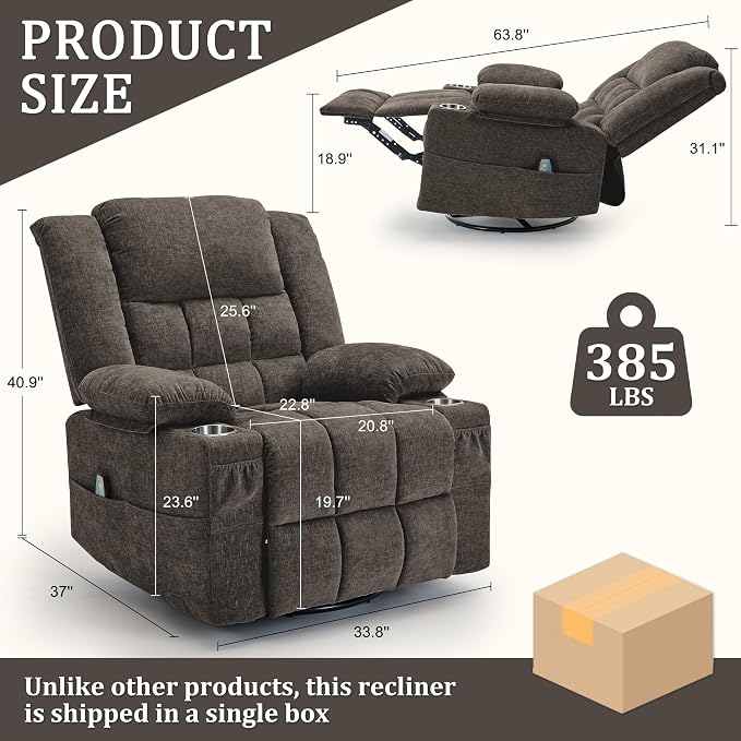 Korser 360° Swivel Rocker Recliner - Image 2