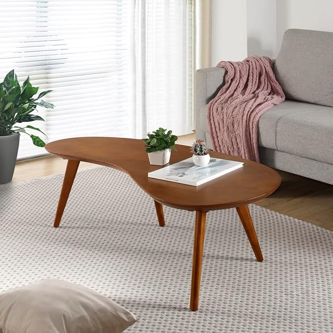 Mid Century Modern Abstract Shaped Coffee Table/Solid Wood/White Finish - Image 2