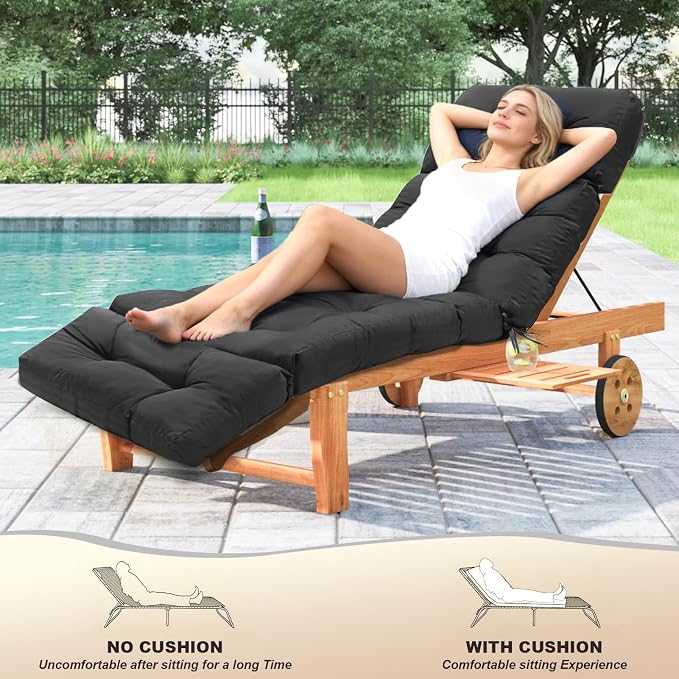 Outdoor Chaise Lounge Chair Cushion 74.2 x 22 x 4.7 Inches Thickened 100% - Image 7