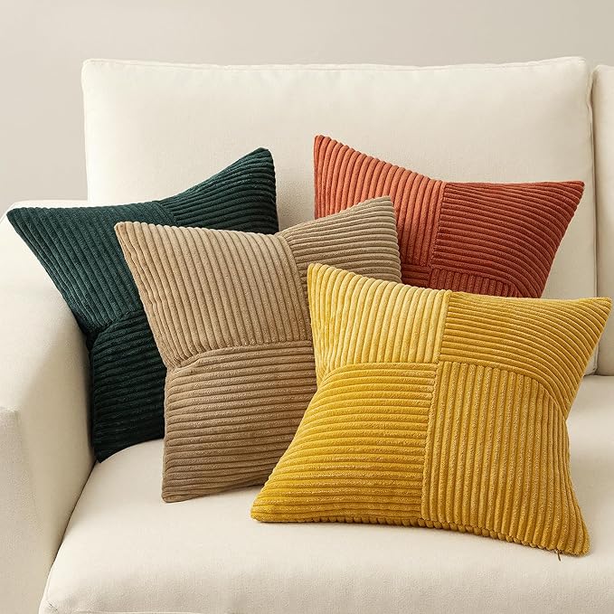 MIULEE Green Rust Throw Pillow Covers 20x20 Inch Set of 4 Boho Farmhouse Soft - Image 4